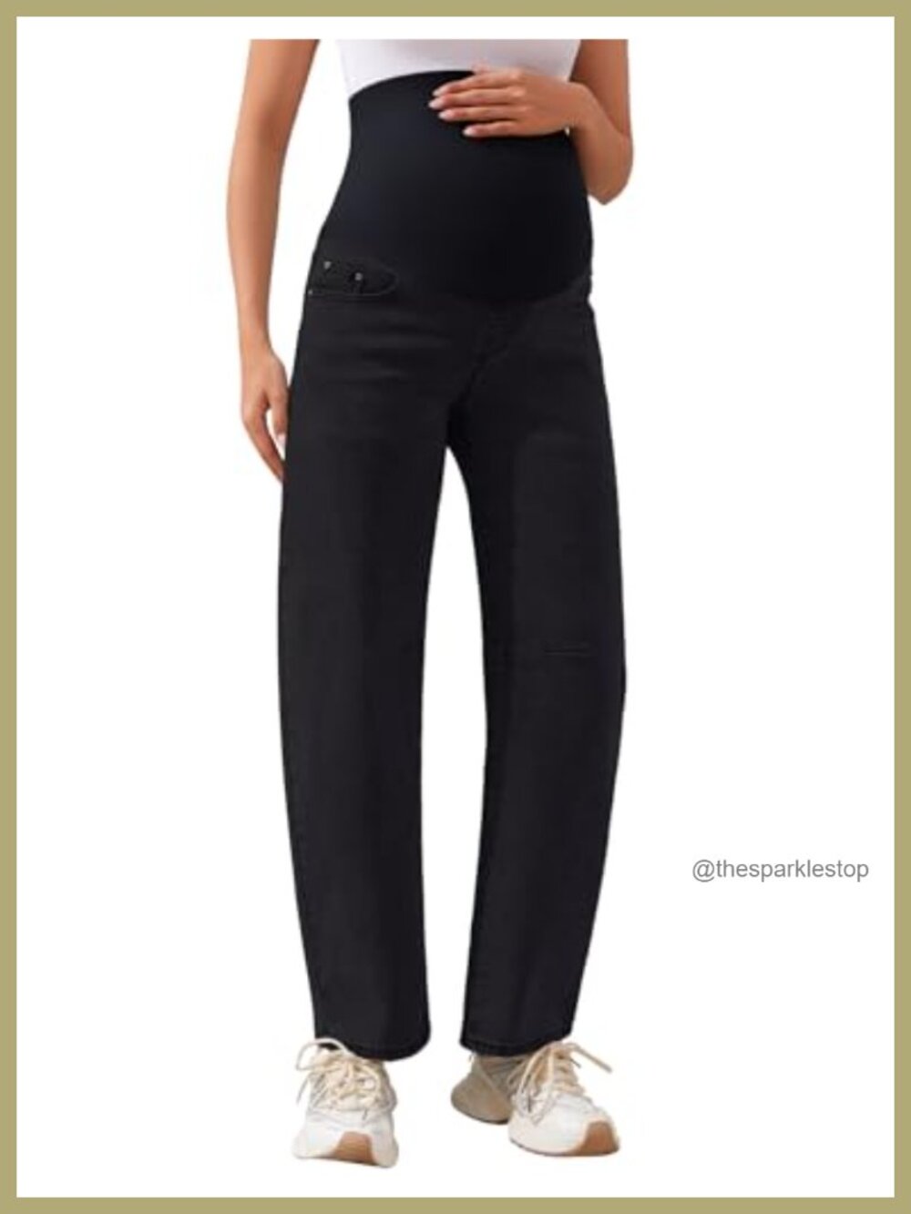 Maternity Barrel Jeans Over Belly Stretch Baggy Pregnancy Denim Work Casual